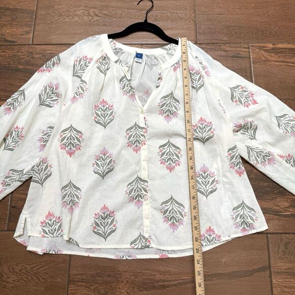 Old Navy Blouse Top Womens M Floral V-Neck Boho Peasant Cottagecore Prairie - Picture 3 of 6